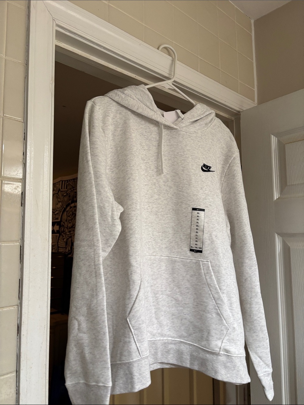 Nike women’s Light Gray Crewneck Hoodie with Small Logo